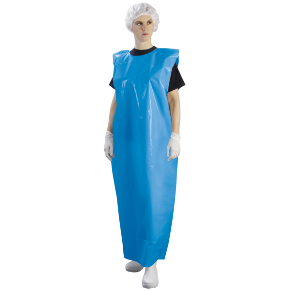 MANDIL POLIETILENO BIODEGRADABLE TIPO PONCHO COBERTOR - BL / AZ