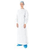 BATA QUIRURGICA IMPERMEABLE / BLANCO 55 GR SMS / CELESTE 50 GRS TALLAS S, M , L , XL